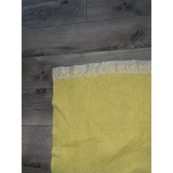 Vintage Acrylic Blanket Full Queen Yellow Satin Trim Pink Blue Flowers 91 X 71 - Picture 9 of 10